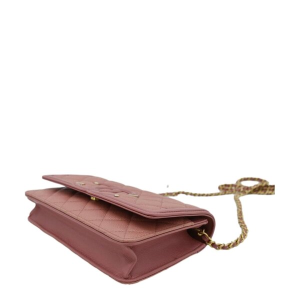 CHANEL  CC Filigree Flap Small Quilted Caviar Leather Shoulder Bag Light Pink - Picture 5 of 16